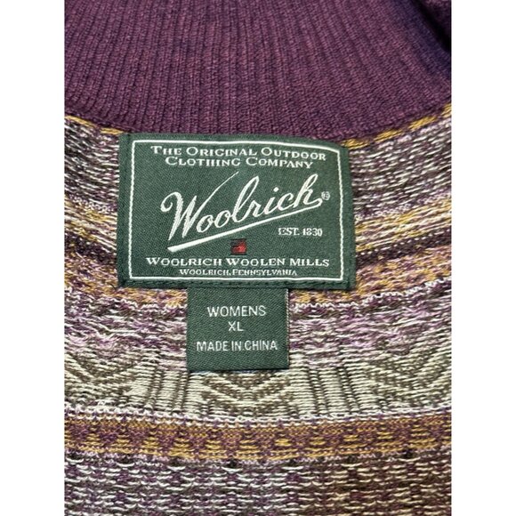 Woolrich Women's XL Merino Wool & Acrylic Full-Zip Nordic Sweater - Blackberry - Picture 4 of 5